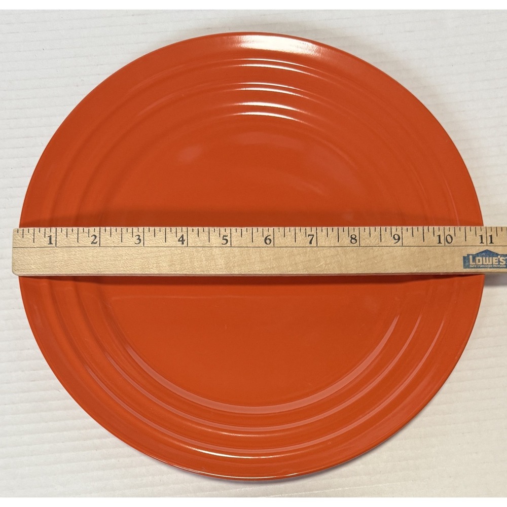RACHEL RAY Double Ridge - Set of 5 - Dinner Plate 11" - Tangerine Orange - Picture 3 of 4